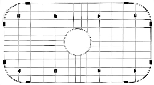 SlimmKISS Grand égouttoir d'évier pour évier de cuisine, 66 x 35,6 cm, grille d'évier en acier inoxydable pour fond d'évier, grille d'évier en métal, drain centré pour bol simple avec rayon d'angle, 1