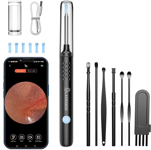 VITCOCO Ear Wax Removal 1080HD Ear Cleaner 3.5mm Wireless Otoscope, Ip67 Waterproof Ear Cleaning Kit For Android, Iphone, Ipad