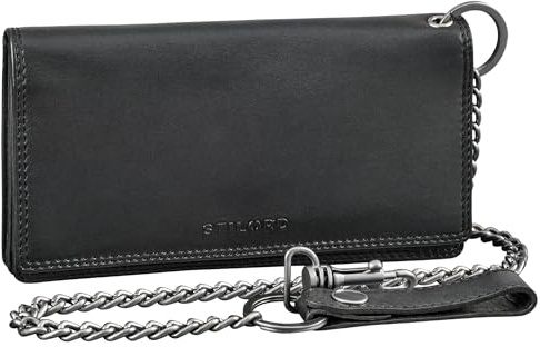 STILORD Leonidas Porte-Monnaie Cuir Homme avec chaîne Portefeuille RFID Portemonnaie en Cuir véritable Vintage Wallet Portmonee Hommes Porte Carte Couleur:Noir