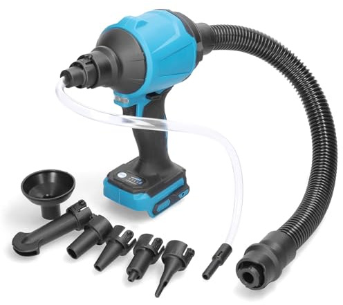 Staubgebläse für Makita Akku 18 V, kabelloser Luftgebläse mit bürstenlosem Motor, 3 Geschwindigkeiten 50000 U/min, LED-Lampe, 7 Mehrzweck-Zubehör für PC-Tastatur, Pool-Spielzeug (Batterie nicht im