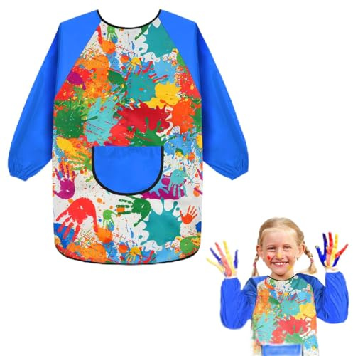 Ainiv Grembiule da Pittura Bambini, Grembiulino Impermeabile Scuola Maniche Lunghe con Tasche, Grembiule Pittura per 6-12 Anni Bambino Bambina, per Dipingere Scuola Asilo Cucina Casa