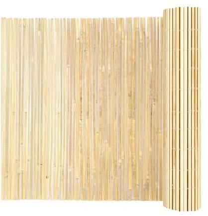 VEVOR Valla de Láminas de Bambú Natural 4 x 1,8 m Pantalla de Privacidad Rollo Protector Decorativo de Bambú para Ocultación en Jardín, Patio Trasero, Balcón, Terraza, Junto a Piscina, Madera Natural