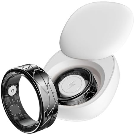 Smart Ring Fitness Tracker pour homme et femme - Podomètre - Fréquence cardiaque - Oxygène dans le sang - Moniteur de sommeil - Traqueurs d'activité pour le sport, le temps, la distance et les