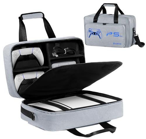 UUBOXS Tasche,Tragetasche für PS5 Slim, Upgrade Schutzhülle Reisetasche für PS5 Slim Disk/Digital Edition, Große Kapazität Aufbewahrungstasche für PS5 Slim Konsole, Controller und anderes Zubehör, Gra