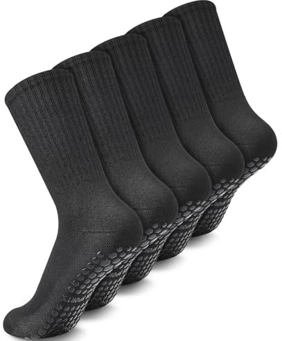 Utensilsto 5 Paar Pilates Socken, Schwarz Stoppersocken Yoga Socks Damen, 35-38 Antirutschsocken, Anti Rutsch Grip Socks für Pilates, Ballett, Tanz, Trampolin, Yoga