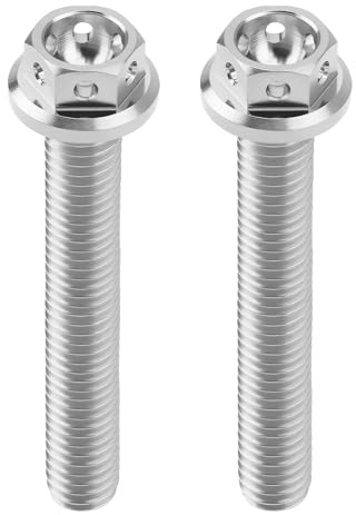 ECSiNG 2 Stück M6 X 40 Mm Sechskantschrauben mit Flansch Titan-Sechskant Vollgewinde Gebohrte Schrauben für Sportfahrräder Und Karts Sicherungsdraht Silberfarben
