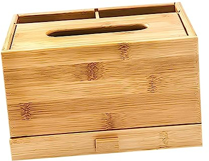 MAGICLULU Aufbewahrungsbox Aus Bambus Für Schreibtisch Taschentuchbox Als Papierbehälter Serviettenhülle Mit Ausziehbarer Umweltfreundlich Und Platzsparend Für Taschentücher Tablets Und
