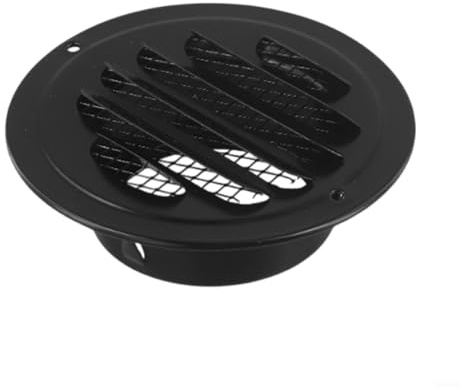 Grille d'aération ronde en acier inoxydable - Maille noire - Outil de ventilation pour intérieur et extérieur - 80 mm