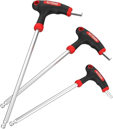 KEWAYO 3 Pièce T Poignée de clé, Metric T-Handle Metric Ball End Hex Key Set, Clés Allen Boutons hexagonaux avec poignée en T (4/5/6mm)