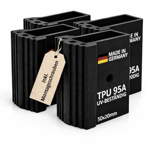 DRUCK SOLUTIONS Leiterfüße 4er Set | Ersatzfüße Aussenschuhe aus TPU für Traversen & Aluleitern — rutschfest, UV-Beständig, Hitzebeständig bis 90°C | Made in Germany | inkl. Befestigungsschrauben