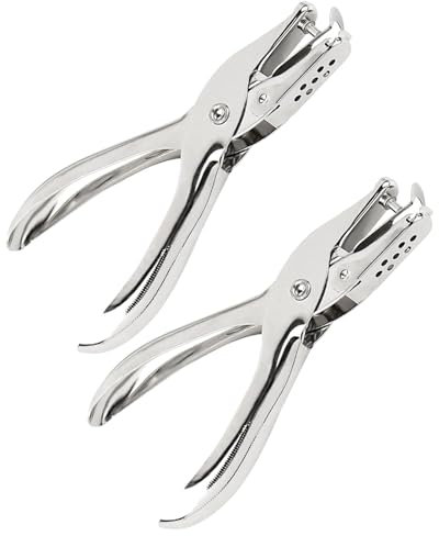 TPZORJX 2PCS Lochzange Papier, Rundloch Lochzange, Metall Stanzzange, Taschenlocher Etikettenstanzer Silber Lochstanze für Papier, Fotos, Karten, Grußkarten (3mm/6mm)