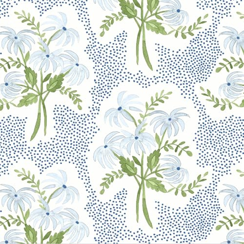 Stxy's Blue Floral Napkins Paper 50ct (Smudge-Free & Food-Grade Ink) Light Blue and White Floral Cocktail Napkins for Baby Shower, Tea Party, Fun Flower Napkin set Disposable for Decoupage