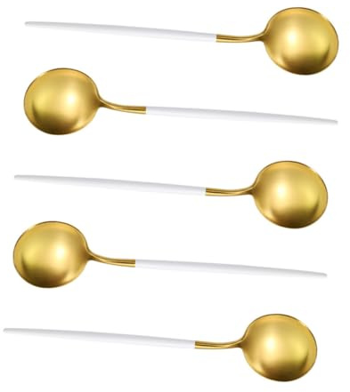 Gatuida Lot De 5 Petites Cuillères à Soupe Cuisine En Acier Inoxydable, Cuillères à Porridge Portables Manche Confortable, Usage Multifonction Pour Restaurant Et Repas Familial