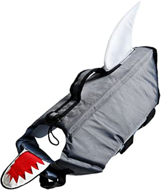 Milisten Giubbotto Cane Shark Design con Maniglia per Spiaggia e Barca Costume Galleggiante