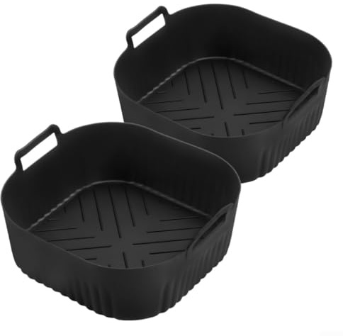 Shophubio Fryer Liner 4.2L 6QT Reutilizable Silicona Fryer Liner Canastas Antiadherentes para NA229 220, Fondo Elevado Fácil Limpieza Accesorios para Freidora de Aire (Negro)