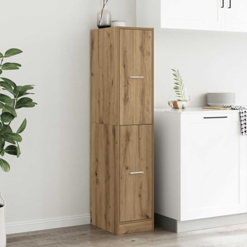 Mokuyary Artisian Oak - Armadio per farmacia, 30 x 41 x 144,5 cm, in legno con cassetti, per soggiorno, corridoio, cucina
