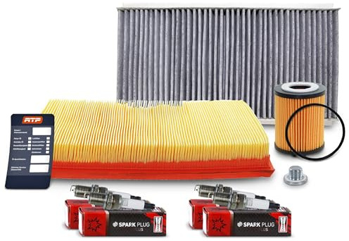 BESTPRICE Inspektionspaket Set C mit 1x Ölfilter, 1x Innenraumfilter (Aktivkohle), 1x Luftfilter, 4x Zündkerze, 1x Ölablassschraube, 1x Ölwechselanhänger Kompatibel mit OPEL COMBO, CORSA C, TIGRA