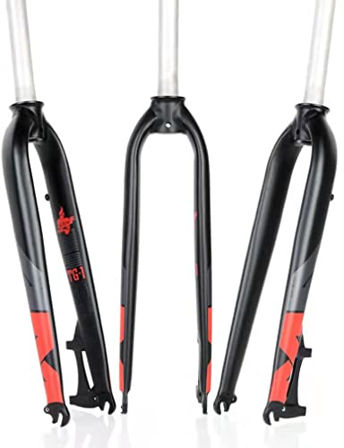 YADZISW Forcella Rigida per Mountain Bike 26 27,5 29 Forcella MTB Freno a Disco Lega di Alluminio 1-1/8 Senza Filettatura Ultraleggera QR 9mm 820g (Colore: Rosso, Misura 26'')