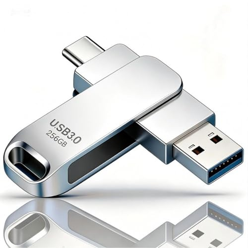 256GB USB C Flash Drive,USB 3.0, Dual Flash Drive USB-A & Type-C OTG Memory Stick for Smartphones, Android, iOS,PC, Mac,silver