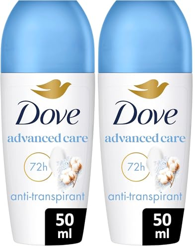 DOVE Déodorant Bille Anti-Transpirant Apaise & Aide à réparer - Fresh Cotton & Sea Minerals - 72h de protection - 50ml (Lot de 2)