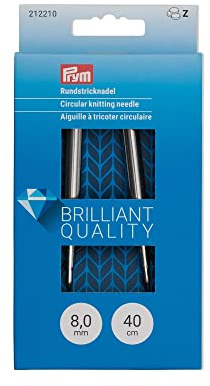 Prym 16 Circular Brass Knitting Needles, 8mm