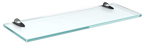 bijon Glasregal Glasablage Wandregal Glas Bad-Regal Glas Badezimmer Regal Badablage Ablageregal - 8mm Hartglas, 50 x 20 cm, Milchglas + Halterung A - Edelstahl Optik