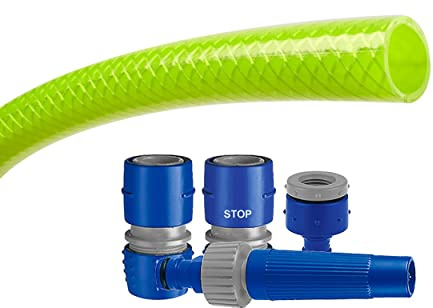 TATAY Kit Tubo Giardino Ø5/8 15mm 3 Strati Rinforzati Rinforzo Intrecciato | Kit Tubo Giardino | Pressione fino a 21 bar | Materiale Senza BPA | Resistente ai Raggi UV | Senza Cadmio e Piombo, Verde
