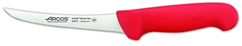 Arcos Serie 2900 - Cuchillo Deshuesador Curvo Semiflexible - Hoja de Acero Inoxidable NITRUM de 140 mm - Mango inyectado en Polipropileno Color rojo