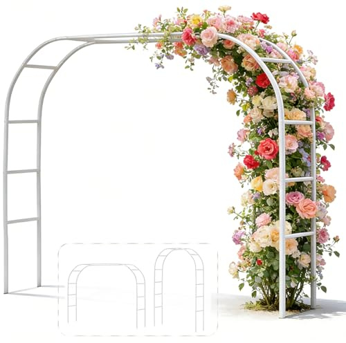 Metall-Pergola-Arbor, Hochzeitsbogen, 2 m breit x 180 cm hoch oder 120 cm breit x 200 cm hoch, 2 Größen, leichte Gartendekoration, weiße Laube