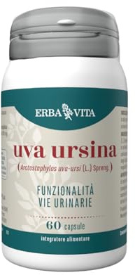ERBA VITA Integratore Alimentare di Uva ursina - 60 Capsule - Utile al drenaggio dei liquidi e alle funzionalità delle vie urinarie