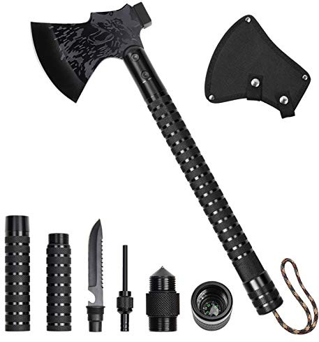 LIANTRAL Survival Camping Axe, Folding Tactical Axe Hatchet with Hammer, Nylon Sheath for Outdoor Adventures