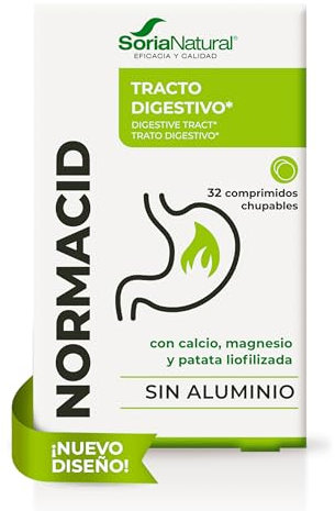 Soria Natural Normacid New - Magnesio, Calcio, Potasio - Alivia la Acidez Estomacal, Indigestión, Pesadez - 32 comprimidos