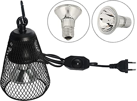 Petyoung UVA/UVB-Lichtständer für Reptilienlampe, 75 W, Reptilien-Lichtschirm mit Timer-Funktion für Hühnerzucht in der Sonne - UK-Stecker