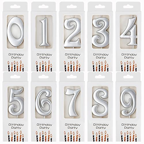 PHD CAKE 10-Count 0-9 Silver Number Birthday Candles, Number One Birthday, Silver Number Candles, Party Celebration, Baby Showers