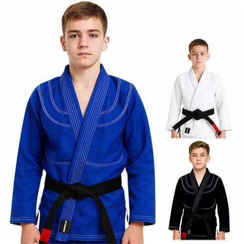 ROAR-INT Kids Jiu Jitsu Gi Jacket IBJJF Children’s Brazilian Jiu Jitsu Gi Uniform Kimono BJJ (Only Jacket) (Blue, C0)