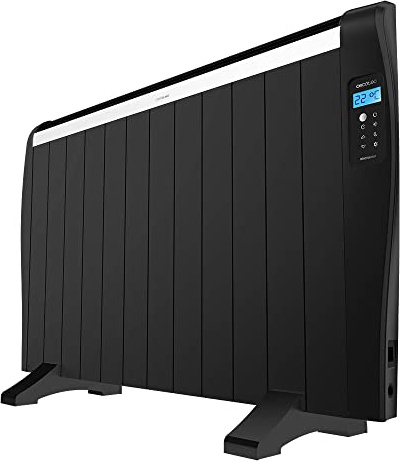 Cecotec Flachheizkörper mit Fernbedienung ReadyWarm 2500 Thermal Black. 12 Heizrippe und 1800 W, LCD-Display, Programmierbarem Timer, Temperaturwahl, 25 m² Reichweite und maximaler Sicherheit
