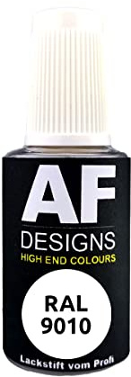Alex Flittner Designs Lackstift RAL 9010 REINWEISS stumpfmatt 20 ml | Hochwertiger Lackstift auf Acrylbasis - ideal geeignet für Hobby, Freizeit, Modellbau, Basteln und um Kunststoff - oder