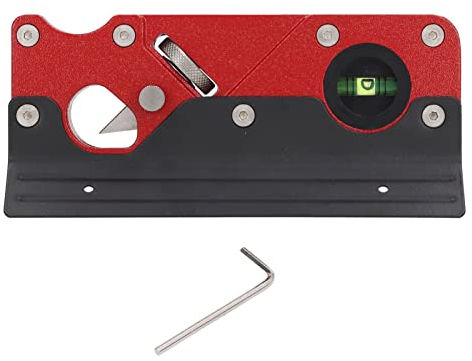 Fasenhobel für Die Holzbearbeitung, Aluminium Legierung Manueller 45-Grad-Fasenhobel für Die Holzbearbeitung, DIY-Kantenwerkzeug mit Eingebauten Horizontalen Und Vertikalen Blasen(Rot)
