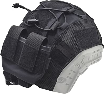 Tactical Fast Helmet Cover and Battery Pouch Counterweight Pouch Fit Size M/L Fast PJ BJ MH Helmet (Black)