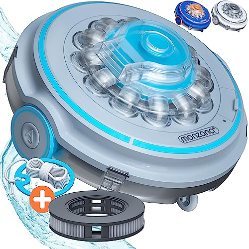 Monzana® Robot Limpiafondos Piscina Automático sin Cables Poolboy600 Limpiador Aspirador 5200mAh Li-Ion 80m² Gris