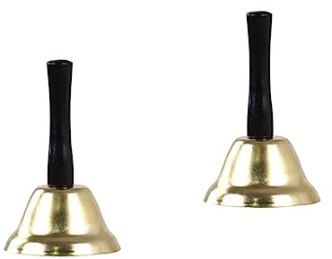 STOBOK 2stücke Handglocke Mit Holzgriff Metallische Handglocke Mit Für Im Restaurant Hotel Weihnachtsdekoration Leicht Und Tragbar