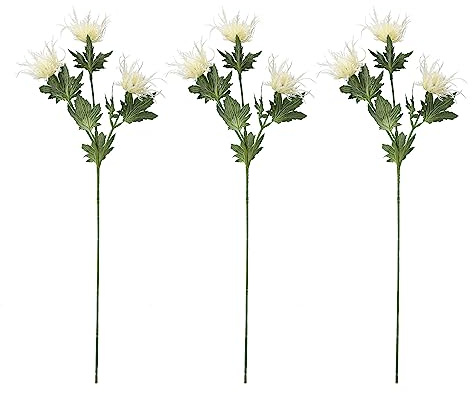 Fleurs de Chardon Artificielles, Fleurs D'Eryngium, Bouquet de Fleurs de Chardon Artificiel Faux Eryngium Foetidum Simulation Houx de Mer pour Bouquet de Mariage Pièce Maîtresse Décoration(Blanc)