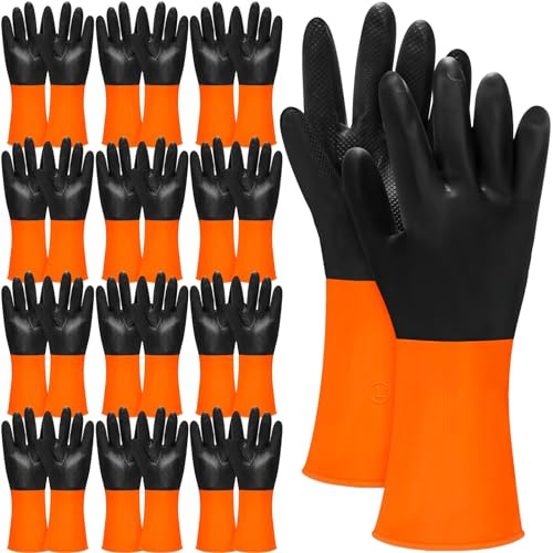 Copkim 12 Pairs Chemical Resistant Latex Gloves Reusable Heavy Duty Rubber Industrial Gloves, Resist Acid, Oil, Alkali(XL)