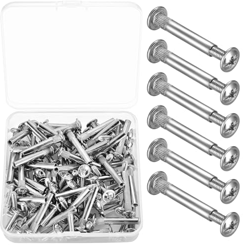 Tornillo para mueble M4 x 31-40 mm, 100 unidades/50 juegos de conexión niquelados, para unir muebles y armarios