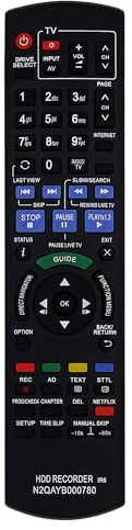 Riry Replacement Remote Control N2QAYB000780 for Panasonic DVD HDD Recorder IR6 - Compatible with Panasonic HDD Blu-Ray Recorder Box DMR-HWT230EB DMR-PWT530EB and more - No Setup Needed