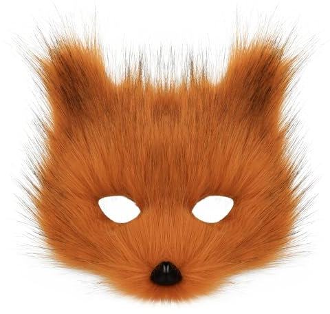 hbbhml Masque animal renard loup Halloween fête cosplay costumes accessoires peluche chat demi-visage masque carnaval Noël mascarade