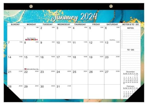 Kalender 2024 Wandkalender, Büromaterial, Tagesplaner, englischer Kalender, Papier, 18 Monate, Schreibwaren, geeignet zum Verschenken Wandkalender