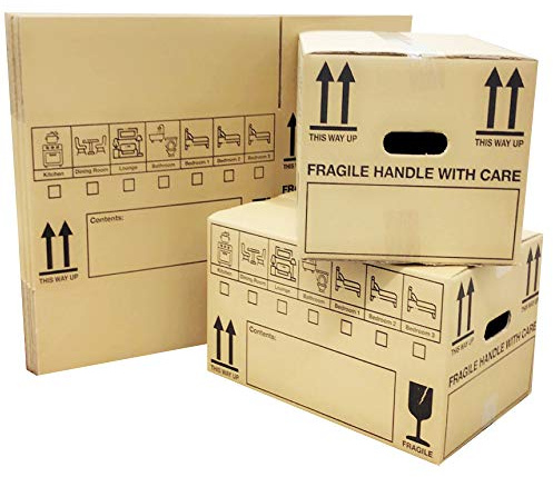 20 Large Strong Cardboard House Moving Boxes With Carry Handles Room List Removal Packing boxes Boxes For Moving House