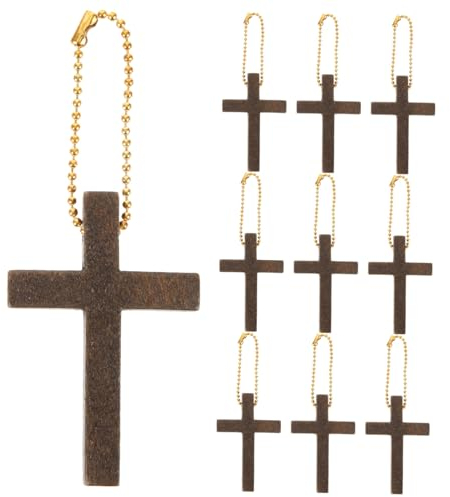 SHINEOFI Holzkreuz Anhänger und Schlüsselanhänger 10 Stück aus Synthetischem Material als Religiöse Schmuckanhänger als Geschenk zum Dekorieren von Schlüsseln und Taschen