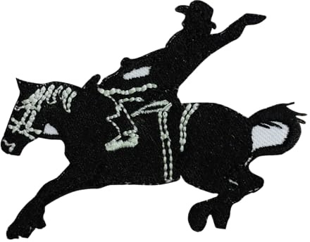 Cowboy-Aufnäher, Reiten, Rodeo-Aufnäher, grooviger Aufnäher, bestickt, zum Aufbügeln oder Aufnähen, Abzeichen für Kleidung usw., 8 x 6 cm